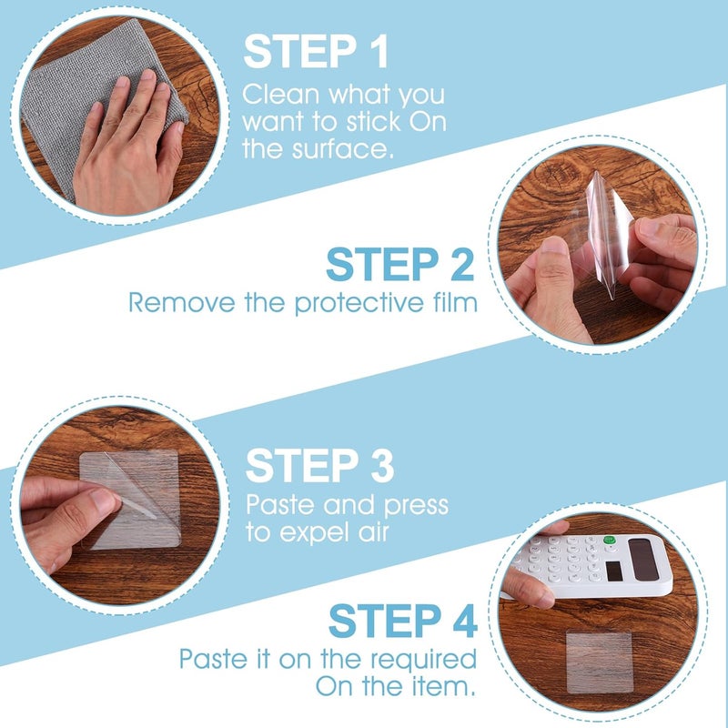 Alrhso Shower Adhesive Strips, 20Pcs Clear Double Sided Adhesive Pads for Mounting, Waterproof Double Sided Sticker, Heavy Duty Square Washable Sticky Patch for DIY Craft Office Home(2.4 Inch & 2Inch) - Image 4